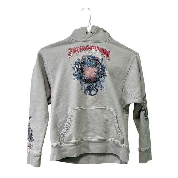 Zadig & Voltaire Spencer Hooded Cotton Graphic Print Sweatshirt - Picture 1 of 8